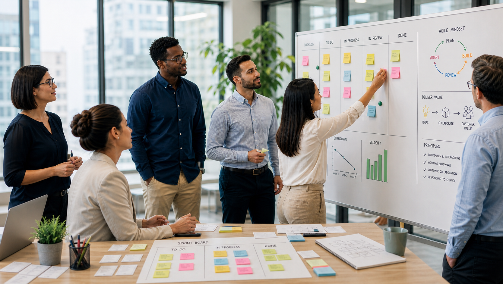 Agile Team Collaborating in Modern Workspace-1